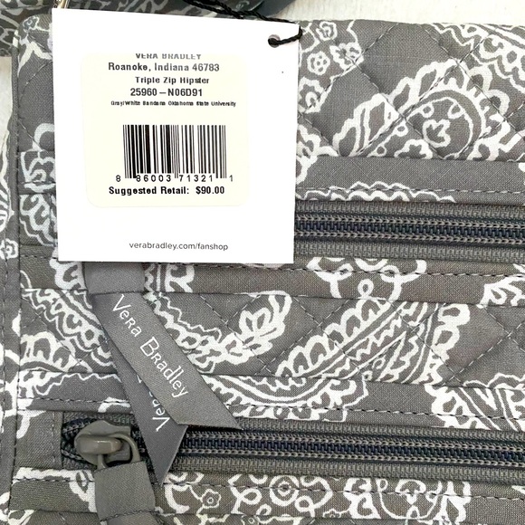 ❤️AMAZING DEAL❤️ Oklahoma State Vera Bradley Triple Zip Hipster Crossbody NWT - Picture 6 of 10